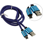 1672568 Defender USB кабель USB08-03T PRO USB2.0 Синий, AM-MicroBM, 1m, 2.1A (87805)