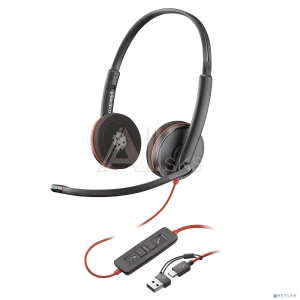 Poly Blackwire C3220 [8X228A6] - Стереогарнитура USB-C + адаптер USB-C/A (Plantronics)