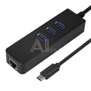 1000484237 Greenconnect USB 3.1 Type C -> Ethernet RJ-45 F Lan Card + USB 2.0-разветвитель на 3 порта, сетевой адаптер