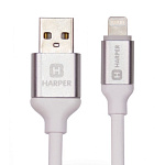 1662457 Harper Силиконовый Кабель для зарядки и синхронизации USB - Lightning, SCH-530 white (1м, способны заряжать устройства до 2х ампер)