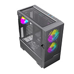 11003877 Powercase Kratos, Tempered Glass, 2х 140mm +1x 120mm ARGB fan + ARGB HUB, чёрный, E-ATX (CKR-A3)