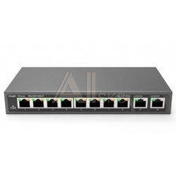 1897172 Ruiji Reyee RG-ES110D-P 8-Port 100Mbps + 2 Uplink Port 1000Mbps, 8 of the ports support PoE/PoE+ power supply. Max PoE power budget is 110W, unmanaged