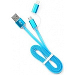 1436873 Cablexpert Кабель USB 2.0 CC-mAPUSB2bl1m, AM/microBM 5P - iPhone lightning, 1м, комбо кабель, алюминиевые разъемы, голубой, блистер