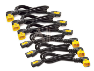 AP8704R-WW Power Cord Kit (6 ps), Locking, IEC 320 C13 to IEC 320 C14 (90 Degree), 10A, 208/230V, 1.2m, 3 Left + 3 Right (repl. AP8704R)