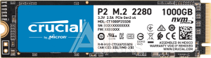 1000677136 Твердотельный накопитель Crucial SSD P2, 1000GB, M.2(22x80mm), NVMe, PCIe 3.0 x4, 3D TLC, R/W 2400/1800MB/s, IOPs н.д./н.д., TBW 300, DWPD 0.2 (12