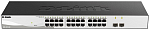 D-Link DGS-1210-26/F2A, L2 Smart Switch with 24 10/100/1000Base-T ports and 2 100/1000Base-X SFP ports. 8K Mac address, 802.3x Flow Control, 4K of 80