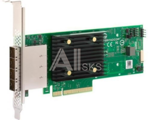 Broadcom/LSI 9500-16e SGL (05-50075-00) PCIe Gen4 x8 LP, Tri-Mode SAS/SATA/NVMe 12G HBA, 16port(4*ext SFF8644), 3816 IOC, 1 year