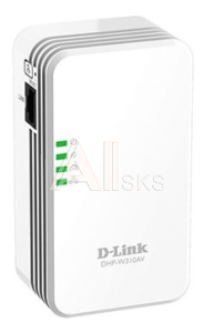 D-Link DHP-W310AV, Powerline AV Wireless N300 Adapter.HomePlug AV over 200 Mbps, 1 x 10/100/1000 Base-T LAN port, wireless N300 interface 802.11n, WEP