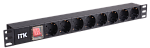 Панель питания распределительная ITK PDU 8 розеток нем. ст, с LED выкл, 1U, без шнура, вх. С14