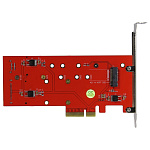1862138 ORIENT C297E, Переходник PCI-E 4x->NGFF (M.2) M-key PCI-E SSD + SATA->NGFF (M.2) B-key SSD + SATA->mSATA SSD, тип 2230/2242/2260/2280, SATA кабель - 2