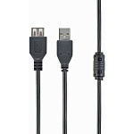 1960913 Filum Кабель удлинитель USB 2.0 Pro, 1.8 м., ферритовое кольцо, черный, разъемы: USB A male-USB A female, пакет.[FL-CPro-U2-AM-AF-F1-1.8M] (894173)