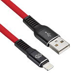 1080336 Кабель Digma USB A(m) Lightning (m) 1.2м красный плоский