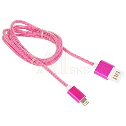 1385675 Gembird Кабель USB 2.0 Cablexpert CCB-ApUSBr1m, AM/Lightning 8P, 1м, армированная оплетка, разъемы розовый металлик, блистер