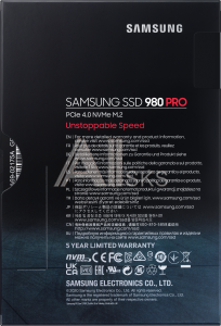 1000595765 Твердотельный накопитель Samsung SSD 250GB 980 PRO, V-NAND 3-bit MLC, Elpis, M.2 (2280) PCIe Gen 4.0 x4, NVMe 1.3c, R6400/W2700, IOPs 500 000/600 000
