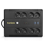 1961742 Exegate EX293853RUS ИБП ExeGate NEO NNB-600.LED.AVR.8SH.CH <600VA/360W, LED, AVR, 8*Schuko, 4*USB-порта для зарядки, Black>
