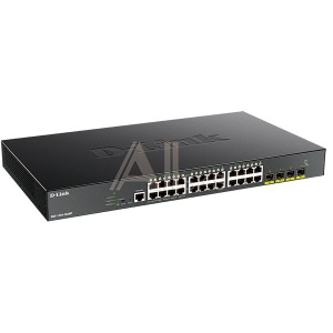 1750555 Коммутатор D-Link SMB D-Link DGS-1250-28XMP/A1A Настраиваемый L2 с 24 портами 10/100/1000Base-T и 4 портами 10GBase-X SFP+ (24 порта PoE 802.3af/at, PoE-бюджет 3