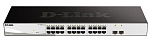 D-Link DGS-1210-26/F1B, L2 Smart Switch with 24 10/100/1000Base-T ports and 2 100/1000Base-X SFP ports.8K Mac address, 802.3x Flow Control, 4K of 802