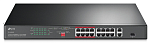 Коммутатор TP-Link TL-SL1218P, 16-портовый 10/100Мбит PoE+ , 16 портов RJ45 10/100 Мбит/с + 1 гигабитный RJ45 порт + 1 гигабитный комбинированный RJ45/