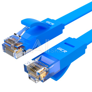 1000605019 Greenconnect Патч-корд PROF плоский прямой 1.0m, UTP медь кат.6, синий, 30 AWG, GCR-LNC621-1.0m ethernet high speed 10 Гбит/с, RJ45, T568B