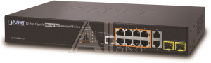 1000467374 Коммутатор Planet коммутатор/ IPv4/IPv6, 8-Port Managed 802.3at POE+ Gigabit Ethernet Switch + 2-Port 10/100/1000Mbps RJ45 + 2-Port 100/1000X SFP (240W)