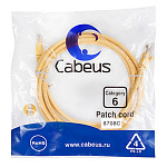 11052023 Cabeus PC-UTP-RJ45-Cat.6-3m-YL Патч-корд U/UTP, категория 6, 2xRJ45/8p8c, неэкранированный, желтый, PVC, 3м
