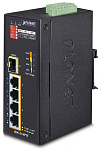 1000467474 Коммутатор Planet ISW-514PTF индустриальный PoE для монтажа в DIN-рейку/ IP30 4-Port/TP + 1-Port Fiber(SFP) POE Industrial Fast Ethernet Switch (-40 to 75 C)