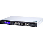 1000648204 Коммутатор QNAP Коммутатор/ QGD-1600P-8G 16 port PoE Budget 360W Gigabit switch with 2 bay network RAID storage,16 PoE / 16 PoE+ / 4 PoE++ RJ-45, 2 shared