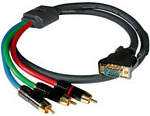 1000201103 Кабель интерфейсный/ Content cable, VGA-M+2 RCA-M x VGA-M+3.5mm-M Mini-Stereo, 25', connects PC audio (3.5mm) and Video HD15 to audio (2xRCA) and