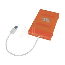 1322045 Корпус AGESTAR SUBCP1 Внешний 2.5" SATA HDD/SSD SUBCP1 (ORANGE) USB2.0, пластик, оранжевый, безвинтовая конструкция (10611)