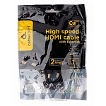 11031178 Кабель HDMI Cablexpert CCF2-HDMI4-1M, 19M/19M, v2.0, медь, позол.разъемы, экран, 2 фер.кольца, 1м, черный пакет