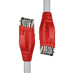 1000697654 Патч-корд прямой 1.0m UTP кат.5e, серый, красные коннекторы, 24 AWG, литой, ethernet high speed 1 Гбит/с, RJ45, T568B