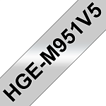 HGEM951V5 Brother HGeM951V5: лента для печати наклеек черным на матовом серебристом фоне, 24 мм, 5 шт