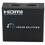 1504618 ORIENT HDMI 4K Splitter HSP0102HN, 1->2, HDMI 1.4/3D, UHDTV 4K(3840x2160)/HDTV1080p/1080i/720p, HDCP1.2, внешний БП-зарядник 1xUSB 5В/1A, метал.корпус
