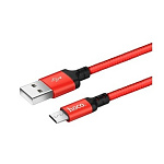 1882858 HOCO HC-62851 X14/ USB кабель Micro/ 1m/ 2A/ Нейлон/ Red&Black