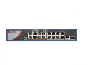 1000690495 Сетевой неуправляемый коммутатор 16 RJ45 1000M PoE портов 2 SFP Uplink порта 1000М Ethernet; IEEE802.3af IEEE802.3at; бюджет PoE 125Вт; поддержка