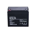 1000527465 Аккумуляторная батарея SS CyberPower RC 12-33 / 12 В 33 Ач Battery CyberPower Standart series RС 12-33, voltage 12V, capacity (discharge 20 h) 33Ah,