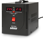 1000425524 Стабилизатор POWERMAN AVS 2000D, черный, ступенчатый регулятор, цифровые индикаторы уровней напряжения, 2000ВА, 140-260В, максимальный входной ток