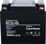 1000527467 Аккумуляторная батарея SS CyberPower RC 12-45 / 12 В 50 Ач Battery CyberPower Standart series RС 12-45, voltage 12V, capacity (discharge 20 h)