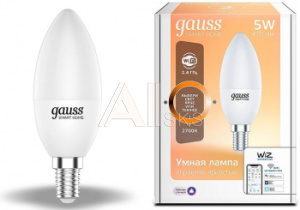 1536331 Умная лампа Gauss IoT Smart Home E14 5Вт 470lm Wi-Fi (упак.:1шт) (1100112)