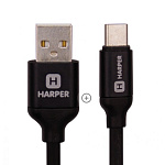 1662458 Harper Силиконовый Кабель для зарядки и синхронизации USB - USB type-C , SCH-730 black (1м, способны заряжать устройства до 2х ампер)
