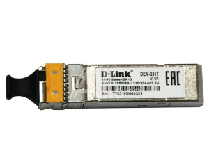 D-Link 331T/20KM/A1A, WDM SFP Transceiver with 1 1000Base-BX-D port.Up to 20km, single-mode Fiber, Simplex LC connector, Transmitting and Receiving wa