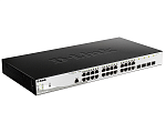 Коммутатор D-LINK DGS-1210-28P/ME/B1A, L2 Managed Switch with 24 10/100/1000Base-T ports and 4 1000Base-X SFP ports (24 PoE ports 802.3af/802.3at (30 W), PoE Bu