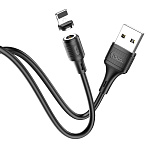 1882921 HOCO HC-35522 X52/ USB кабель Lightning/ Магнитный: только зарядка/ 1m/ 2A/ Нейлон/ Black