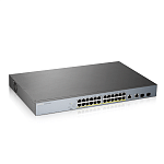 GS1350-26HP-EU0101F Коммутатор Zyxel Networks Smart L2 PoE+ для IP-видеокамер Zyxel NebulaFlex Pro GS1350-26HP, rack 19", 24xGE PoE+, 2xCombo (SFP/RJ-45), бюджет PoE 375 Вт, питание до