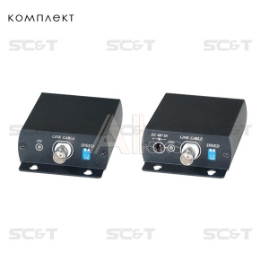 7910980 SC&T IP02EP Комплект (передатчик + приёмник) для передачи сигнала Ethernet и питания по одному коаксиальному кабелю до 500м